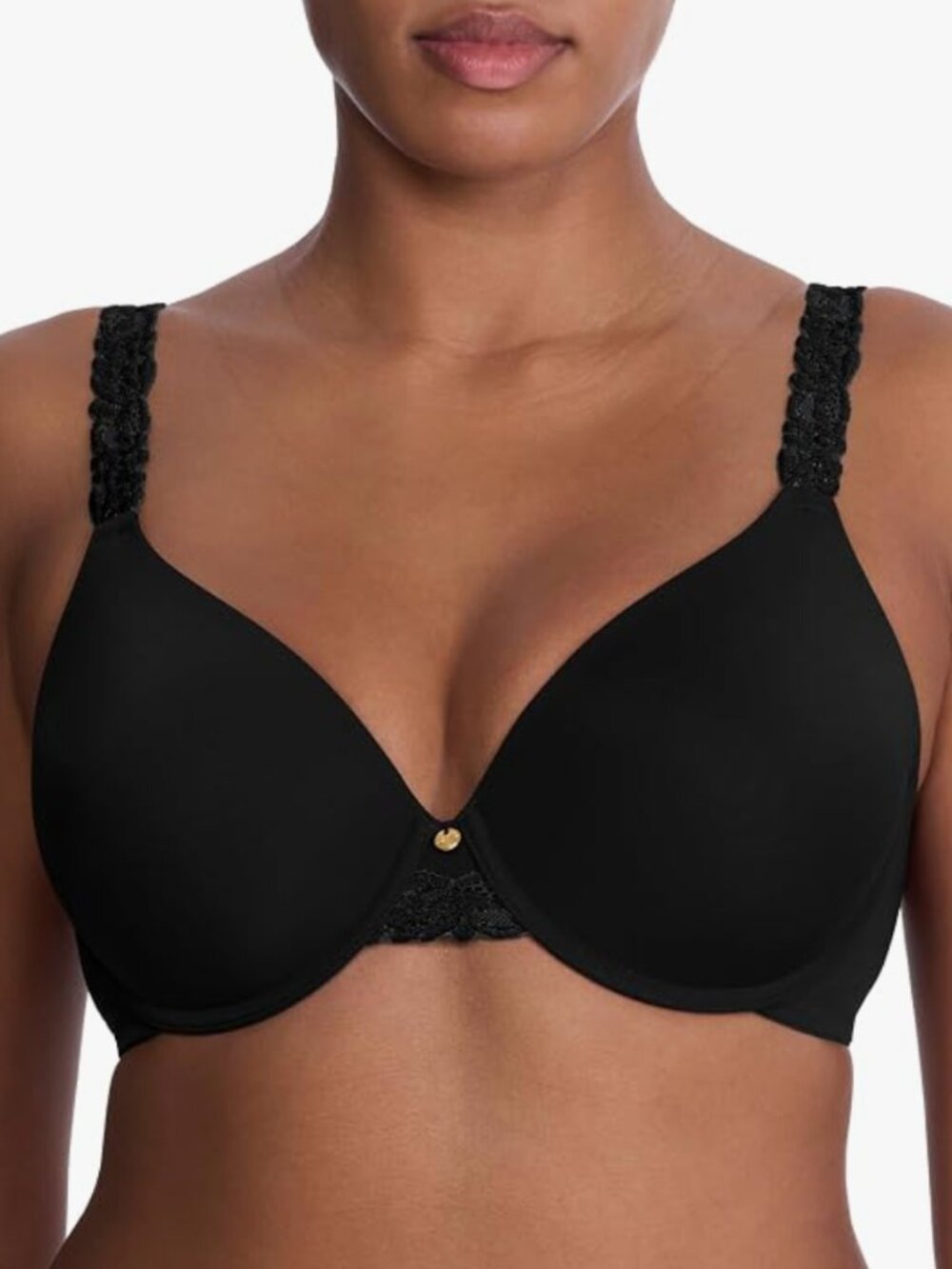 Natori 736037 Body Doubles Lace Trim Underwire T-Shirt Bra 36DDD Black